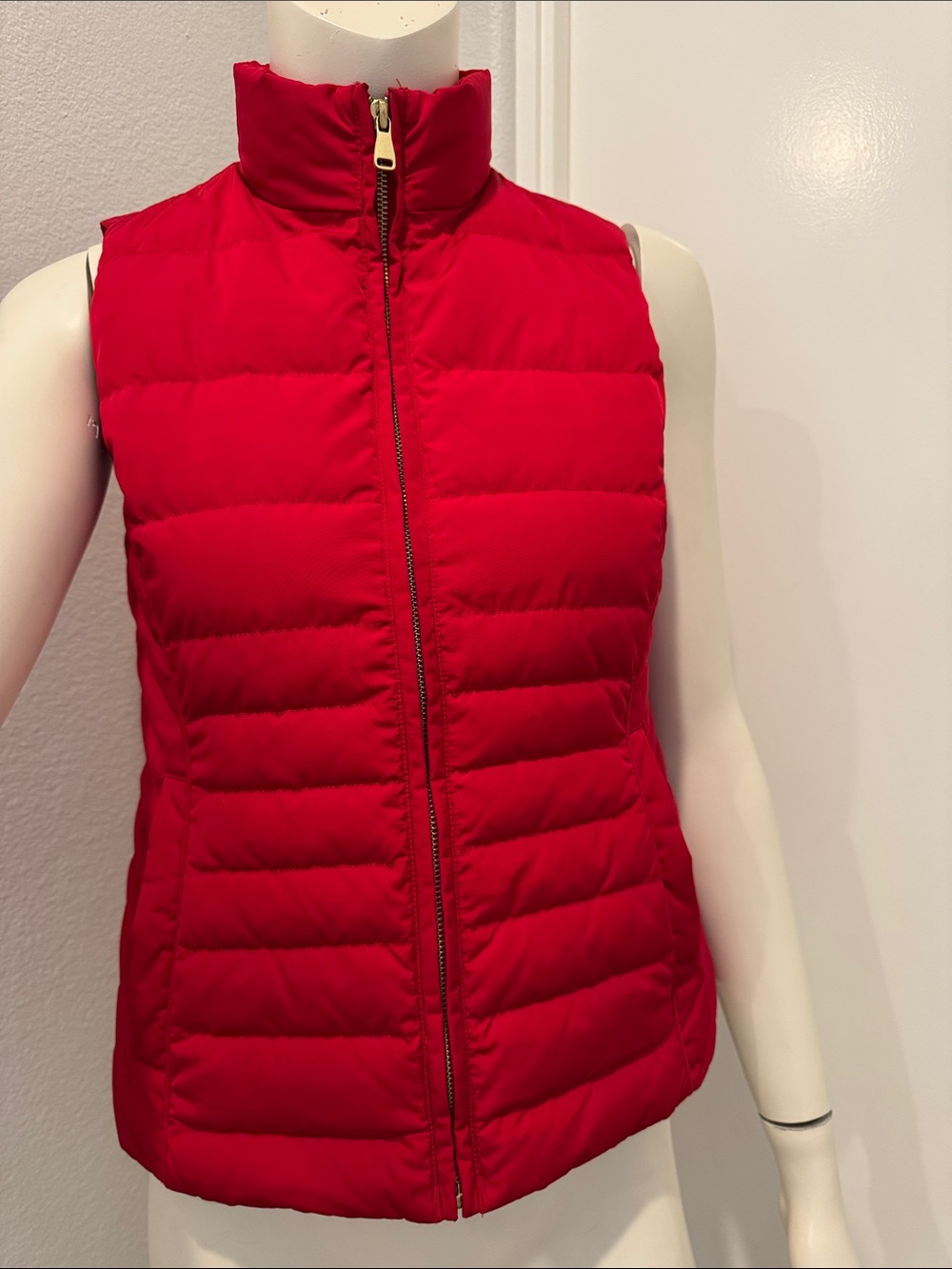 Talbots Red Quilted Puffer Vest with Stand Collar Sz. P